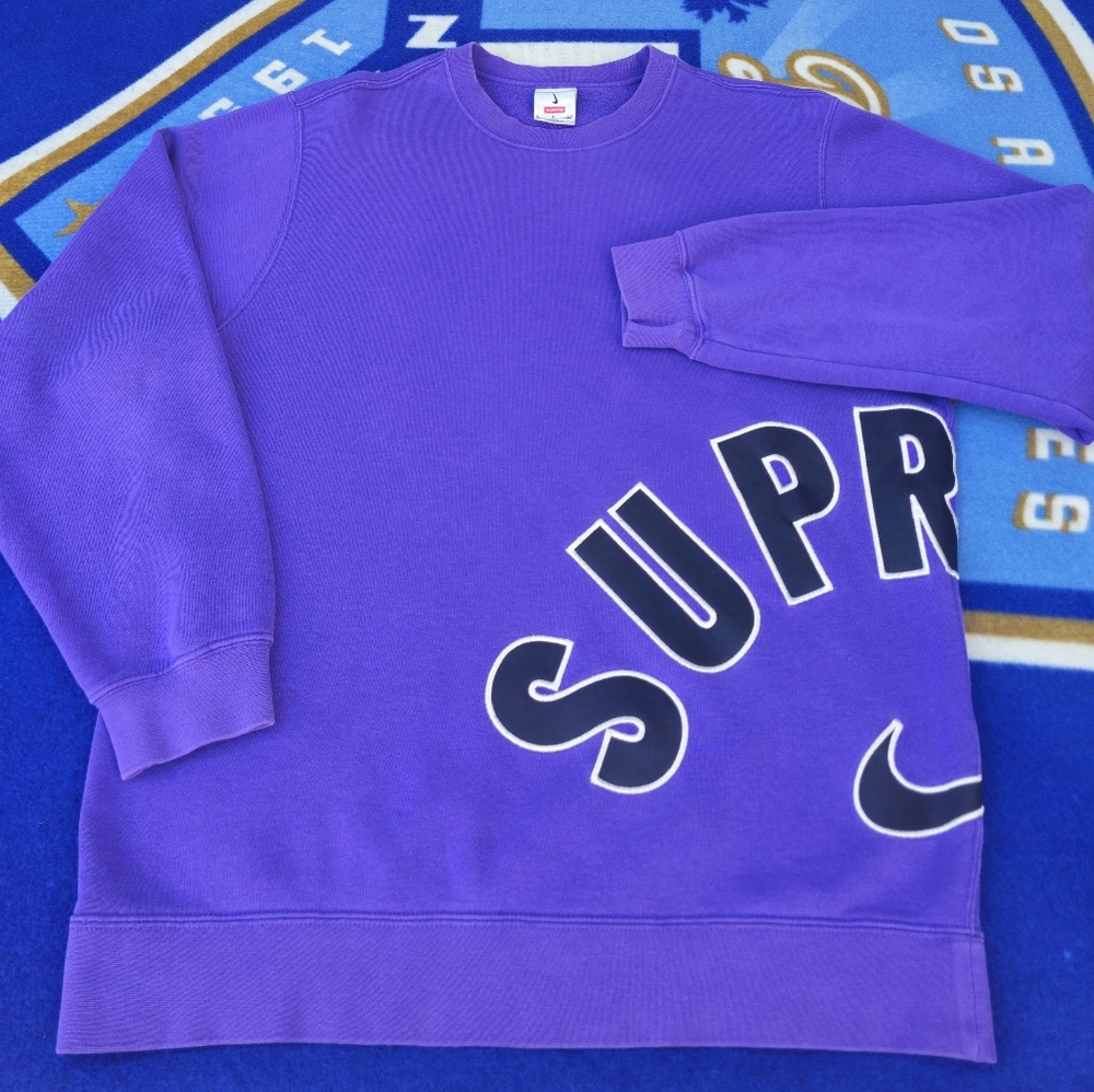 Supreme Nike Arc Crewneck Purple Mens Small